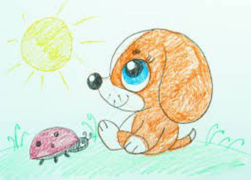 Puppy and ladybug