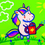 Unicorn caring flowers