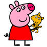 Peppa pig and her plushie bear