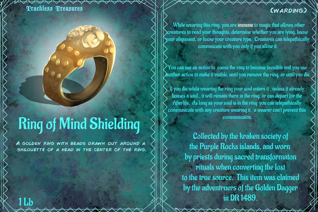 Trackless Treasures Ring of mind shielding by somekindofepic on DeviantArt