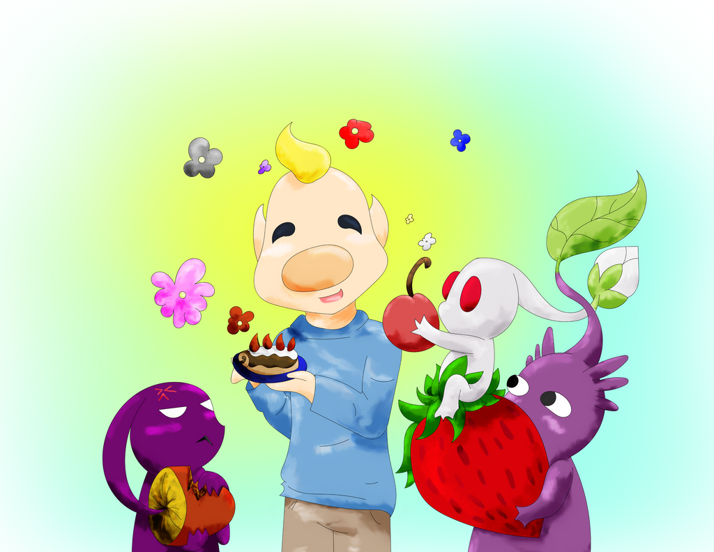 Louie with some Pikmin