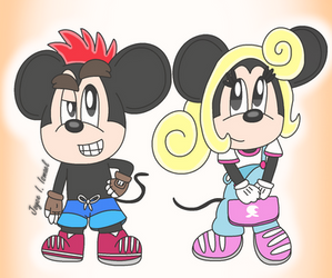 (ART TRADE) Crash Mickey and Coco Minnie