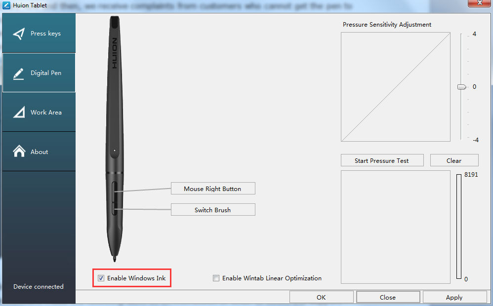 update huion driver setting tips for