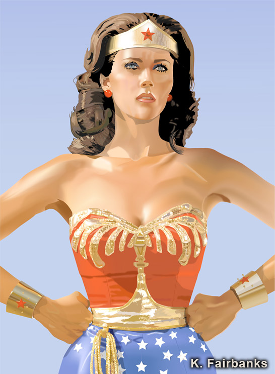 Lynda Carter as Wonder Woman (vector drawing)