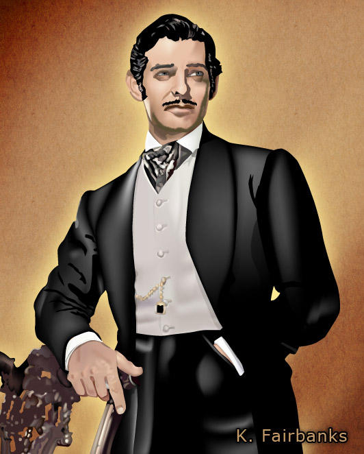 Clark Gable as Rhett Butler (vector drawing)