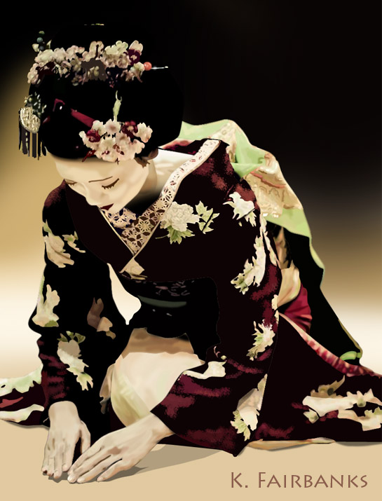 Geisha Kneeling (digital portrait)