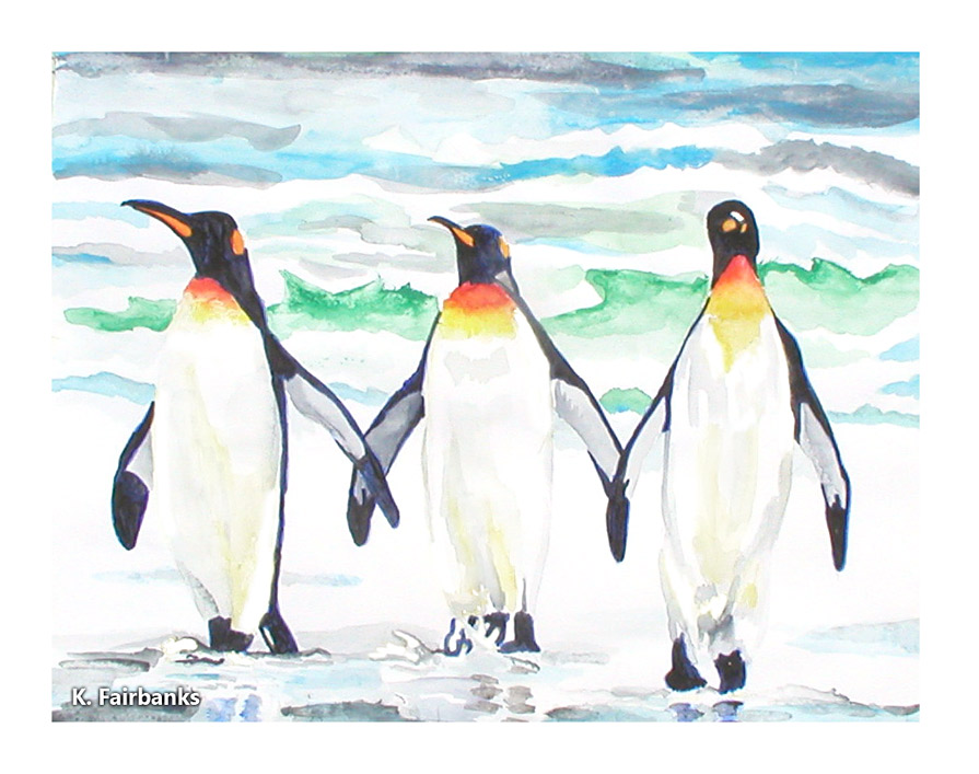 Penguins On A Beach (painting)