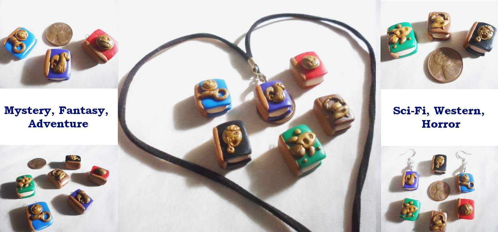 Genre-Themed Book Polymer Clay Charms