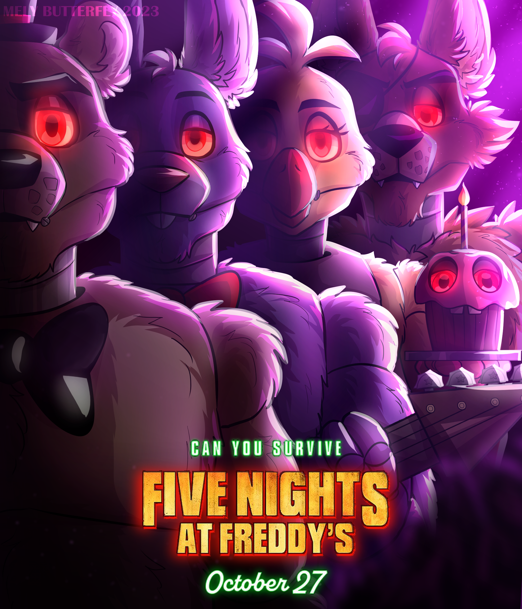 Can you survive Five nights at Freddy's (FNAF MOVIE POSTER Redraw