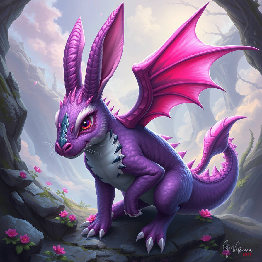 Fuchsia Bunny Rabbit Dragon