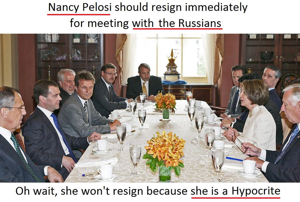 Hypocrite Pelosi meets with the Russians