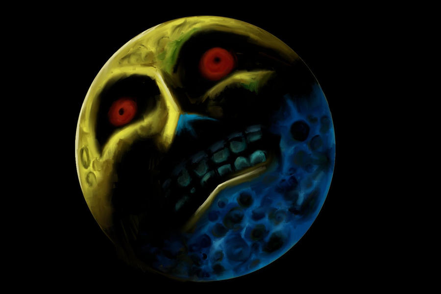 Scared moon. Majora's Mask Луна. Lunar Moon Majora's Mask. Луна из Зельды маска Маджоры. Majora's Mask Moon crash.