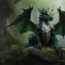 A mighty green forest dragon