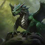 A mighty green forest dragon
