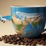 Planet earth coffee cup