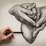 A hand drawing hands