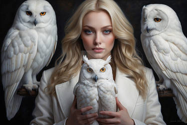 3 owls and a lady