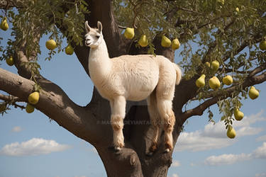 Llama in a pear tree