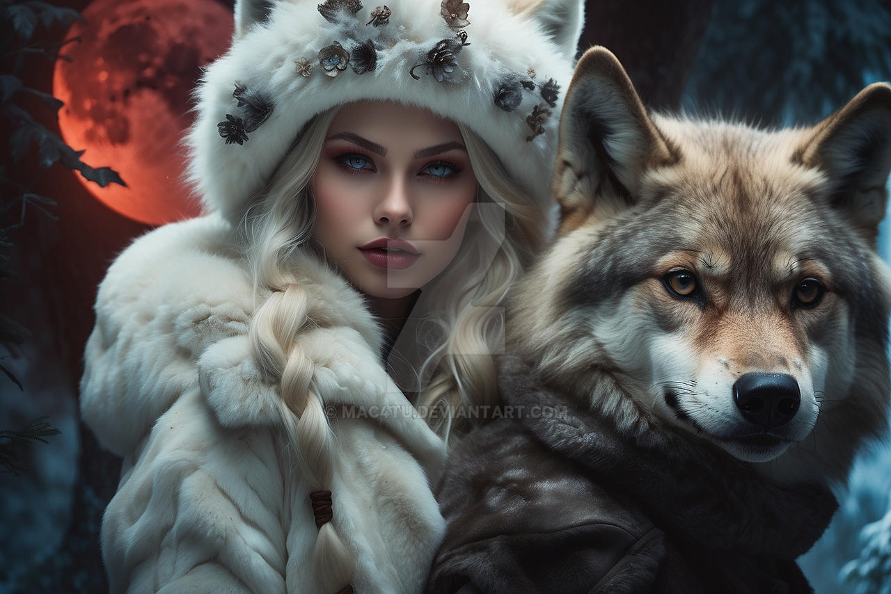 Wolf and his Pet Lady by mac4tu on DeviantArt