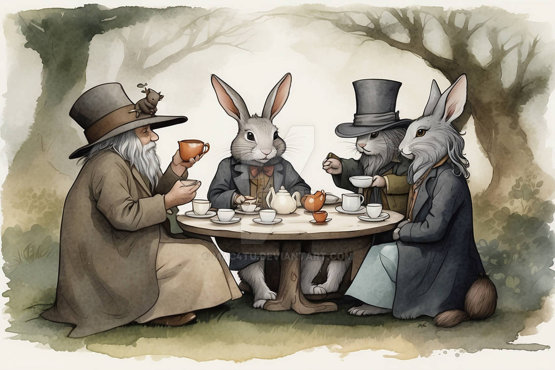 Rabbits at Tea - Don't be Late by mac4tu on DeviantArt