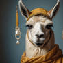 Llama with Two Pearl Earings