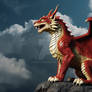 Red and White Feline Dragon