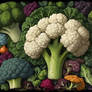 Polychrome Broccoli and Cauliflower