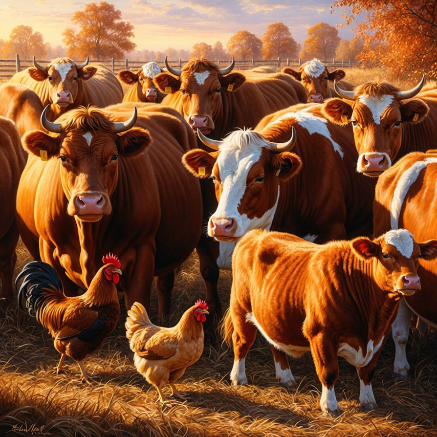 Furry Farm Animals in Fall, in Harvest Hues by mac4tu on DeviantArt