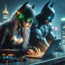 Batgirl supporting Batman with her hacking skills