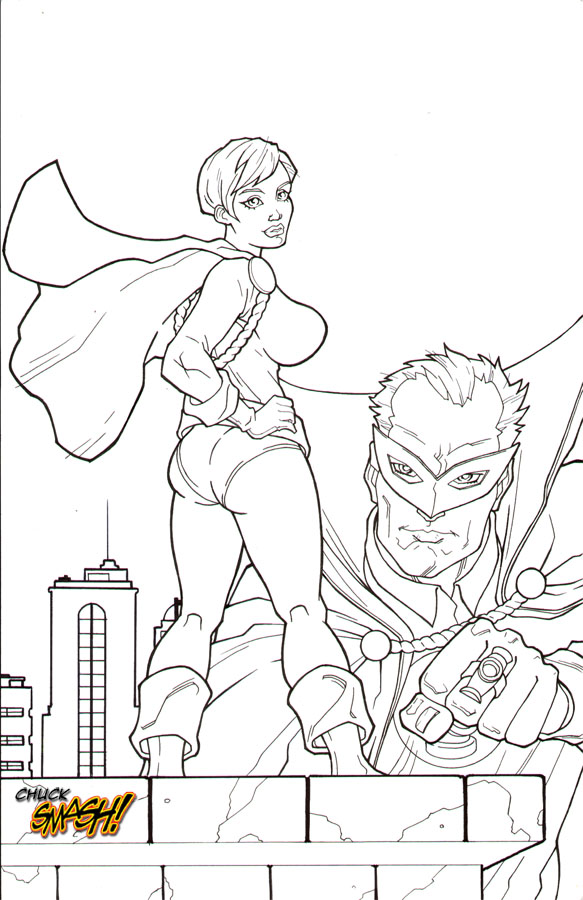 PowerGirl Green Lantern bw