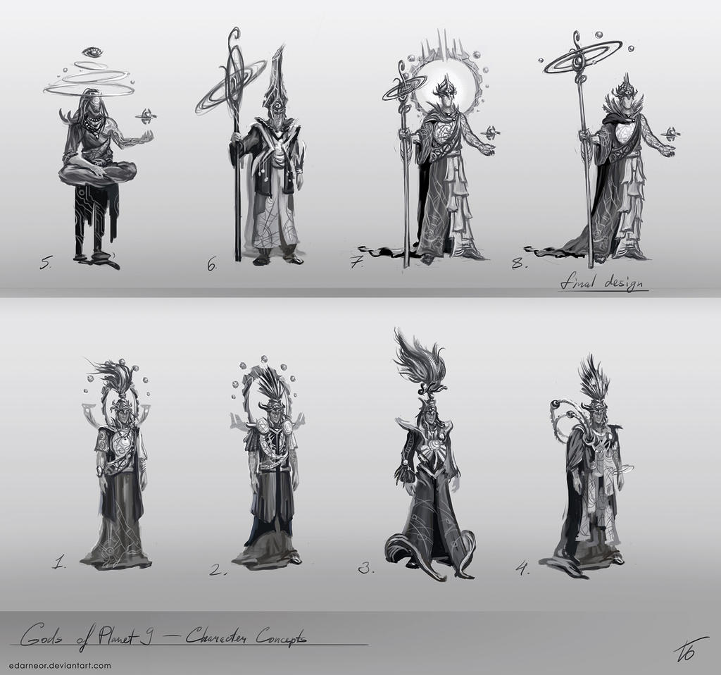Gods of Planet Nine - character concepts