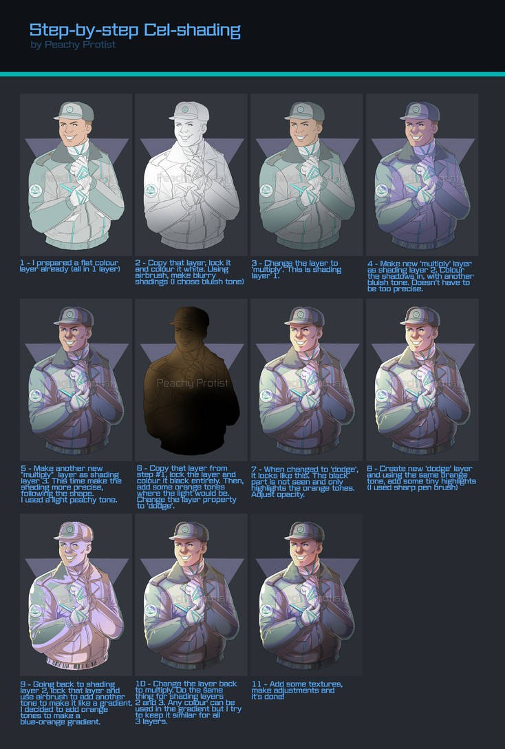 Step-by-step Cel-shading by PeachyProtist on DeviantArt