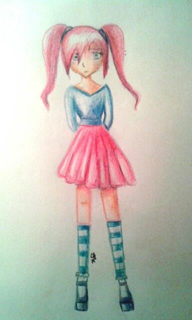 Anime Girl Cute Color Pencils By Estpallett On Deviantart