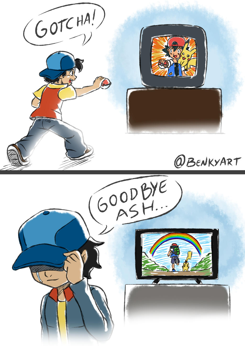 Goodbye Ash and Pikachu by BenkyArt on DeviantArt
