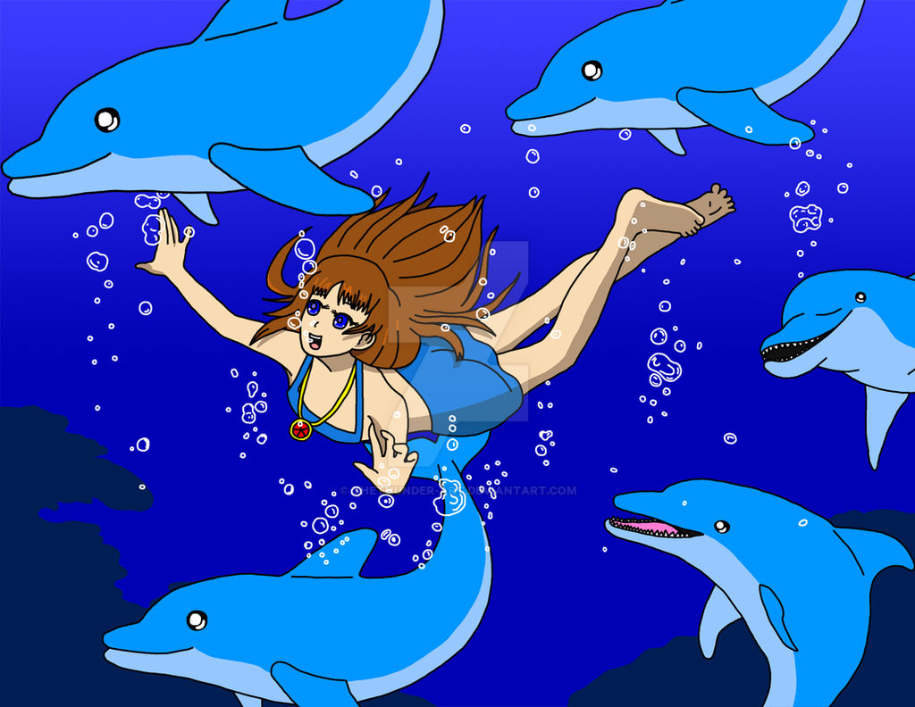 Young Shaya Swimming with Dolphins