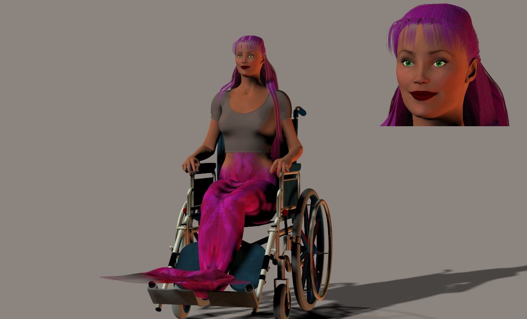 Mika in a wheelchair