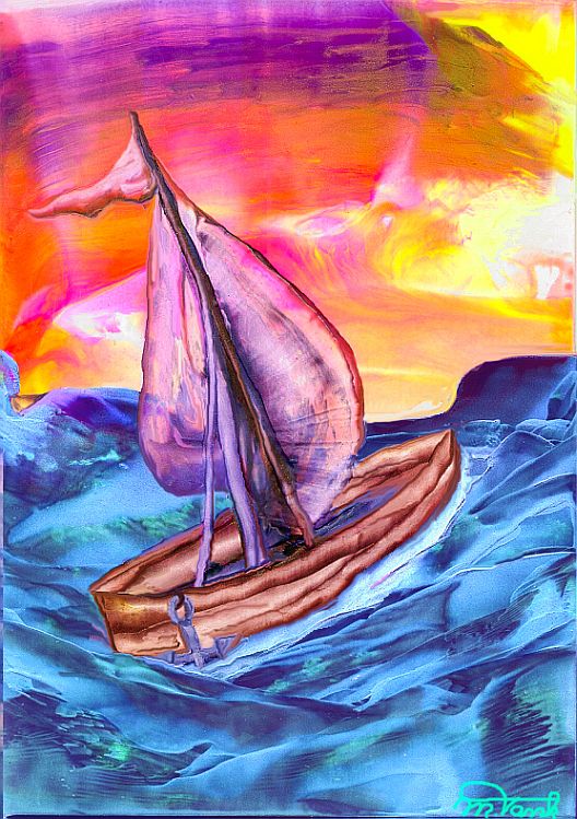 Rock the Boat- Encaustic Art