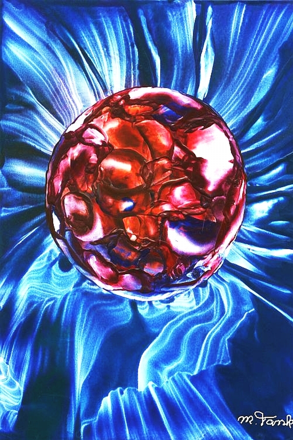 Blue Rhythm of the Blood-Moon Encaustic