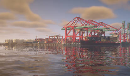 Minecraft Industrial Shipping Port.