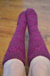 Striped Magenta Knee Socks