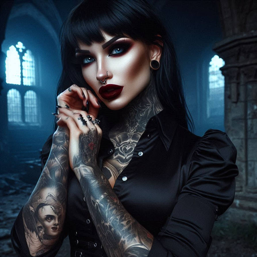 Gothic Li Characters A Gothic Young Female Muscle Woman With Crimson Li by Lovedwaffle on ...