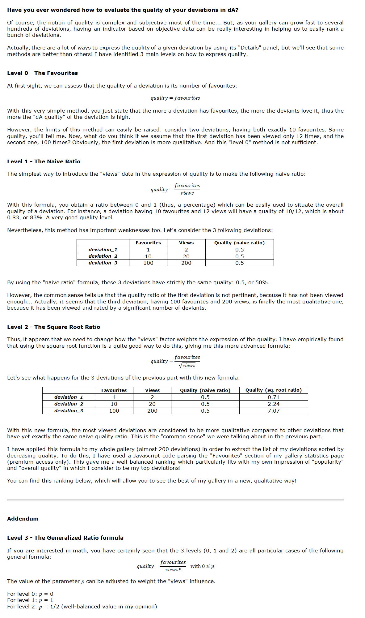 How to evaluate the quality of your deviations?