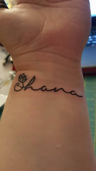 Ohana with lotus - wrist tattoo