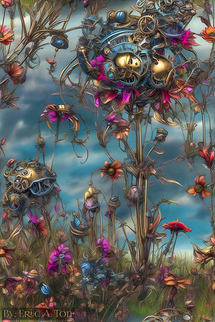 Steampunk Spring Computer Background Spring In Steampunk Meadow by EricTonArts on DeviantArt