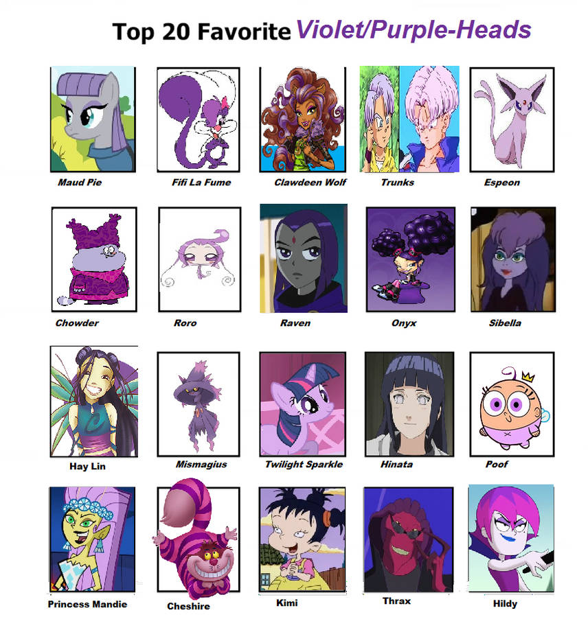 Top 20 Favorite Purple Heads by purplelion12 on DeviantArt