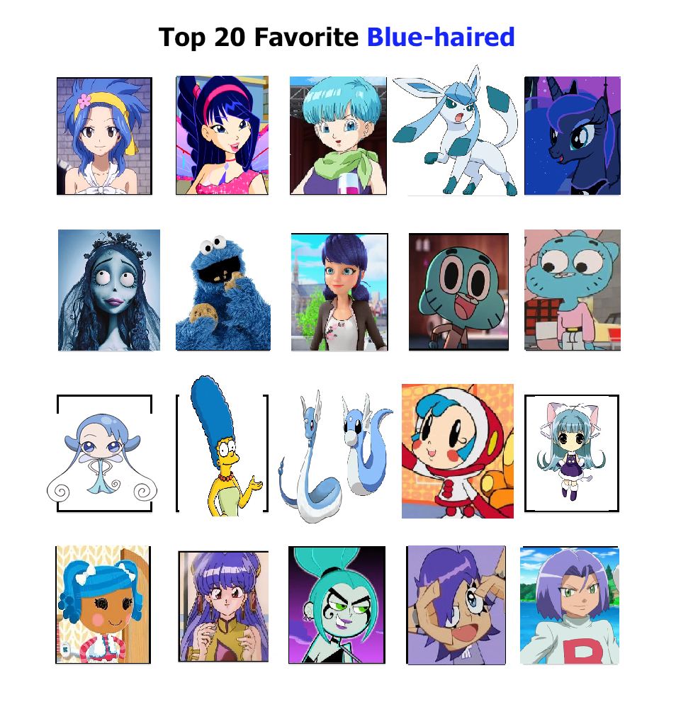 My Top 20 Favorite Blue Haired Characters by purplelion12 on DeviantArt