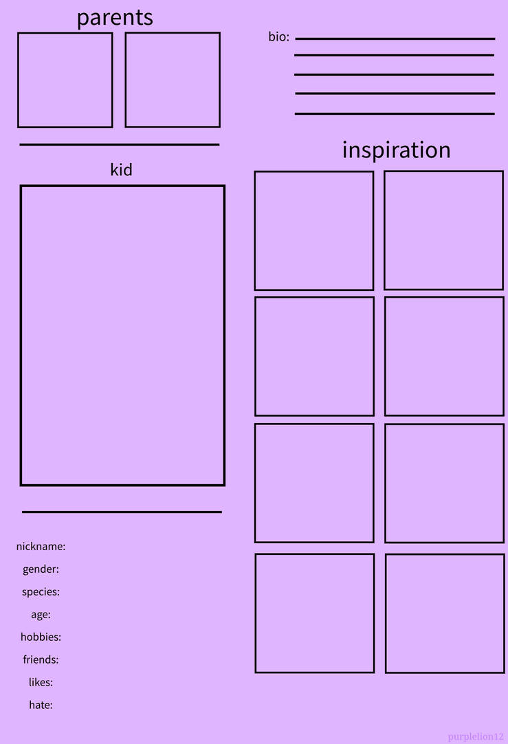 OC / character bio template by purplelion12 on DeviantArt