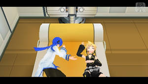 Kaito in Len's bed WTF XD