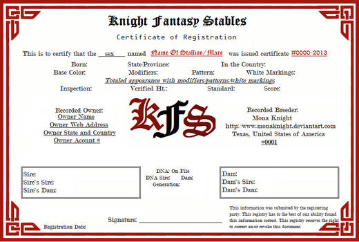 KFS Certificate of Registration