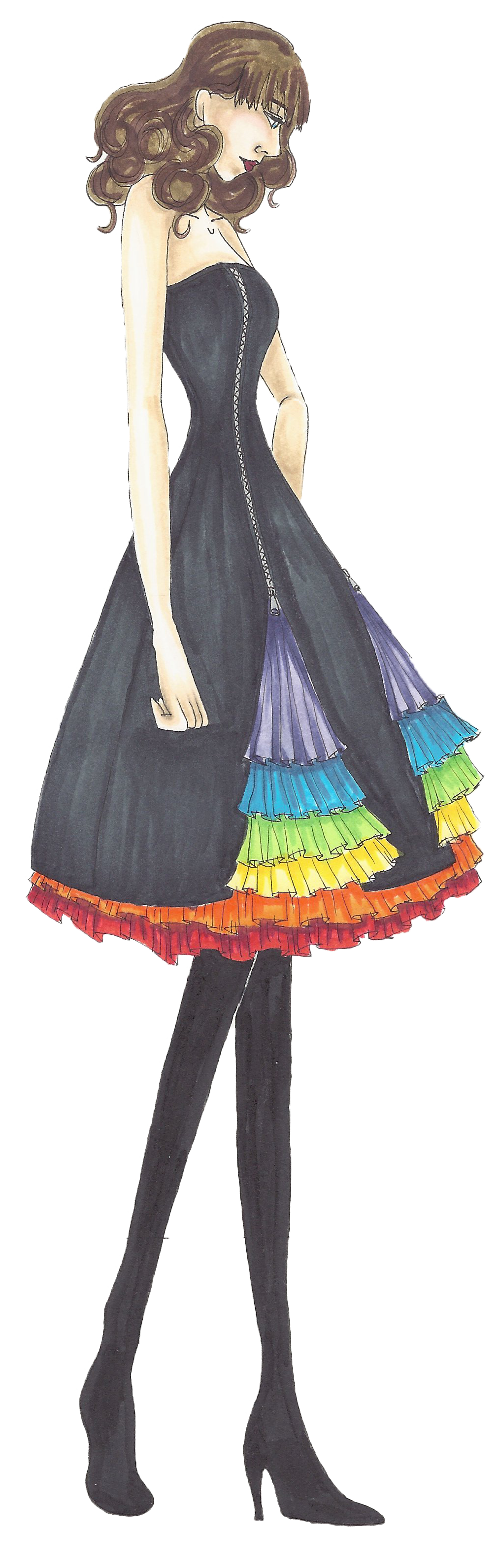 Rainbow Prom Dress Croquis